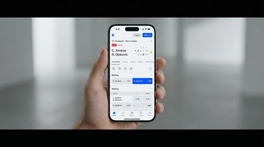 Smartphone mostrando aplicación de apuestas deportivas