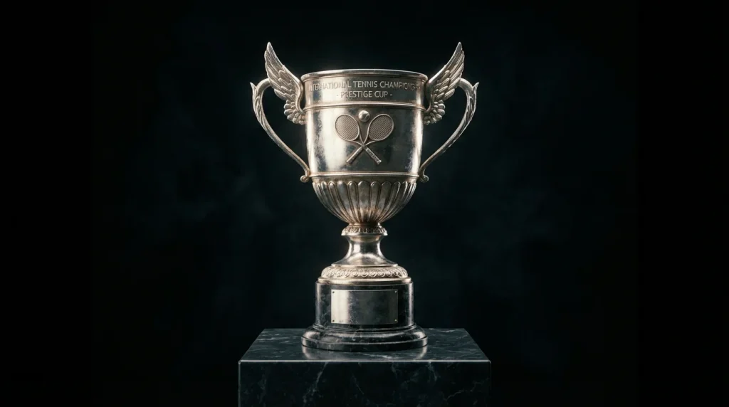 Trofeo de campeonato de tenis en pedestal