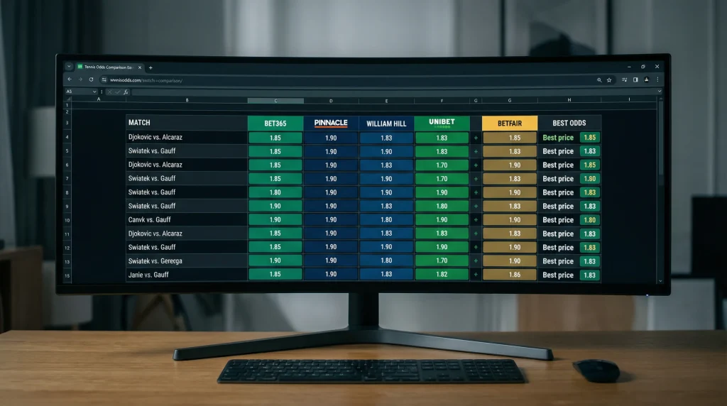Pantalla con comparación de cuotas de diferentes casas de apuestas
