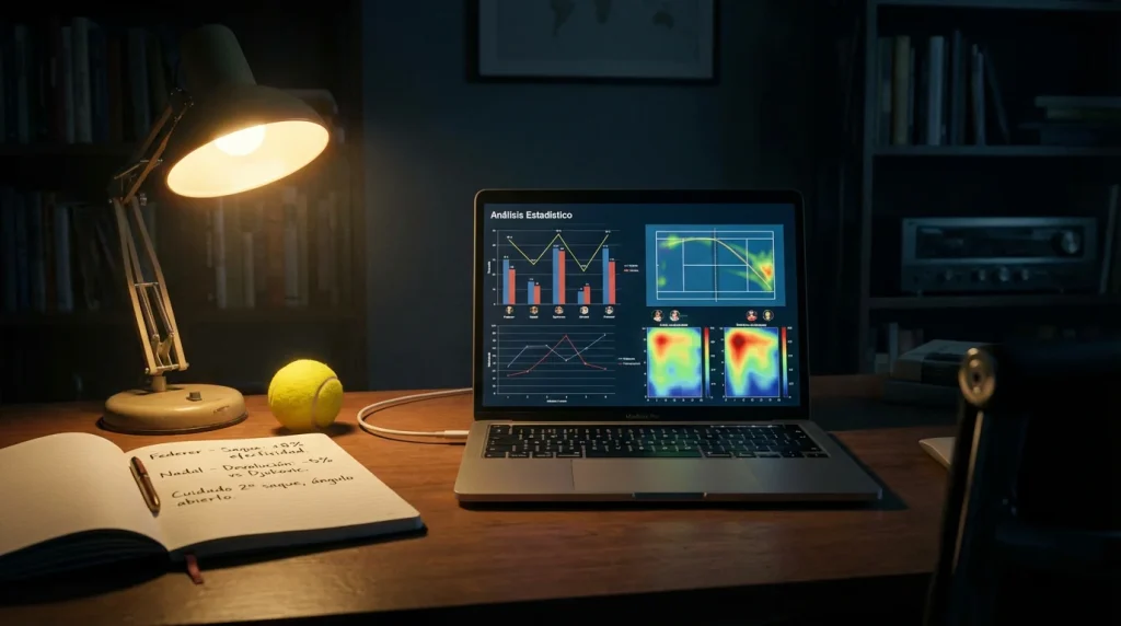 Estrategias de apuestas de tenis con estadísticas y gráfico de análisis