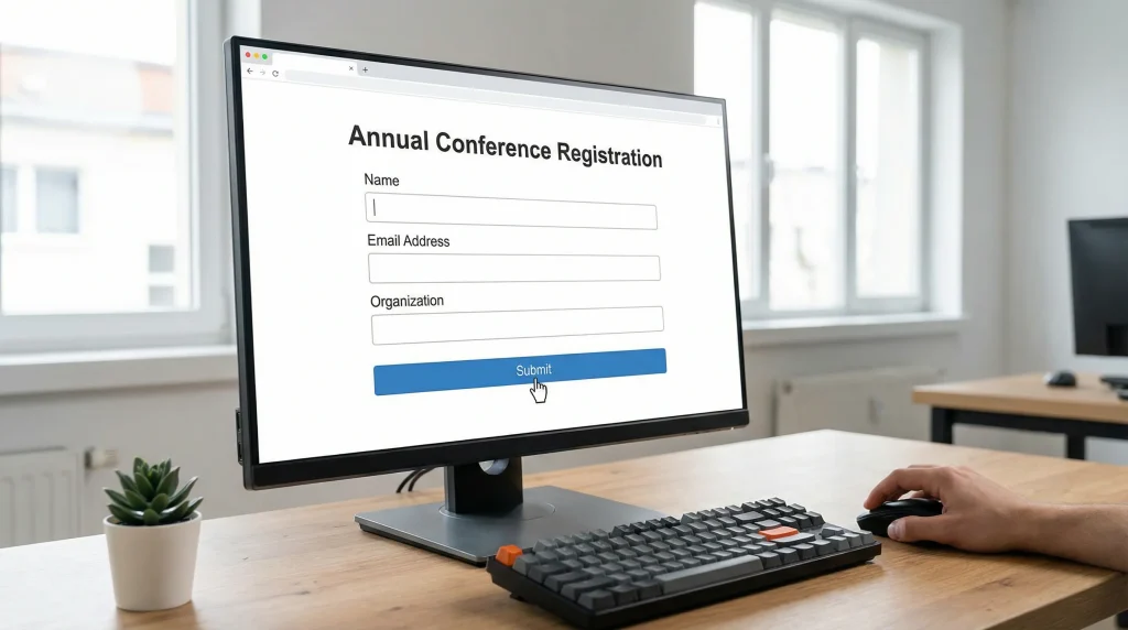 Formulario de registro en pantalla de ordenador